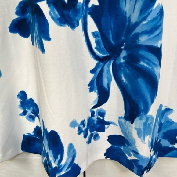 A-Line Blue and White Floral Swing Dress - Picture 12 of 13